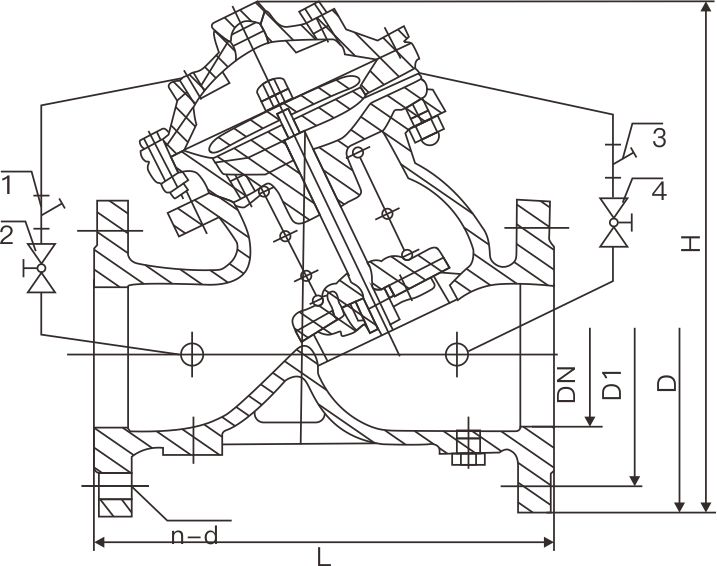 隔膜式多功能水泵控制阀(图1) 隔膜式多功能水泵控制阀(图1)