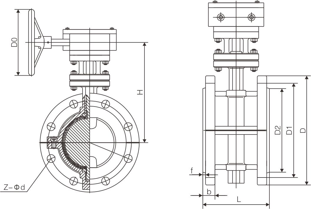 衬氟法兰式蝶阀D341F46(图1) 衬氟法兰式蝶阀D341F46(图1)