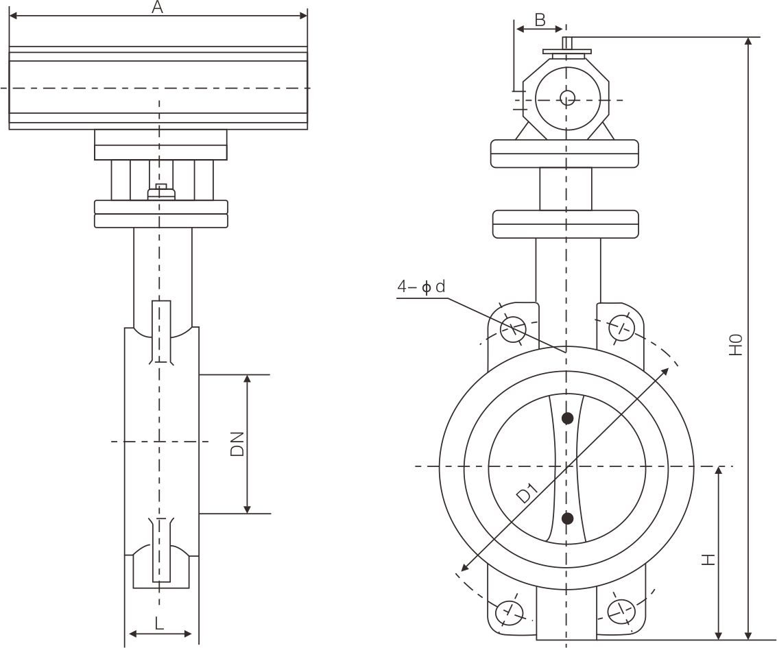 Pneumatic wafer type center line butterfly valve(图1) Pneumatic wafer type center line butterfly valve(图1)